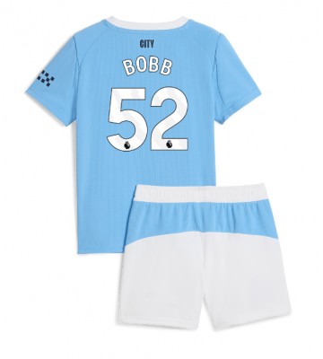 Manchester City Oscar Bobb #52 Prima Maglia Bambino 2025-26 Manica Corta (+ Pantaloni corti)